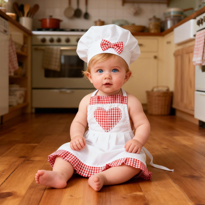 Baby Clothing Products - Red Gingham Baby Chef Costumes Newborn