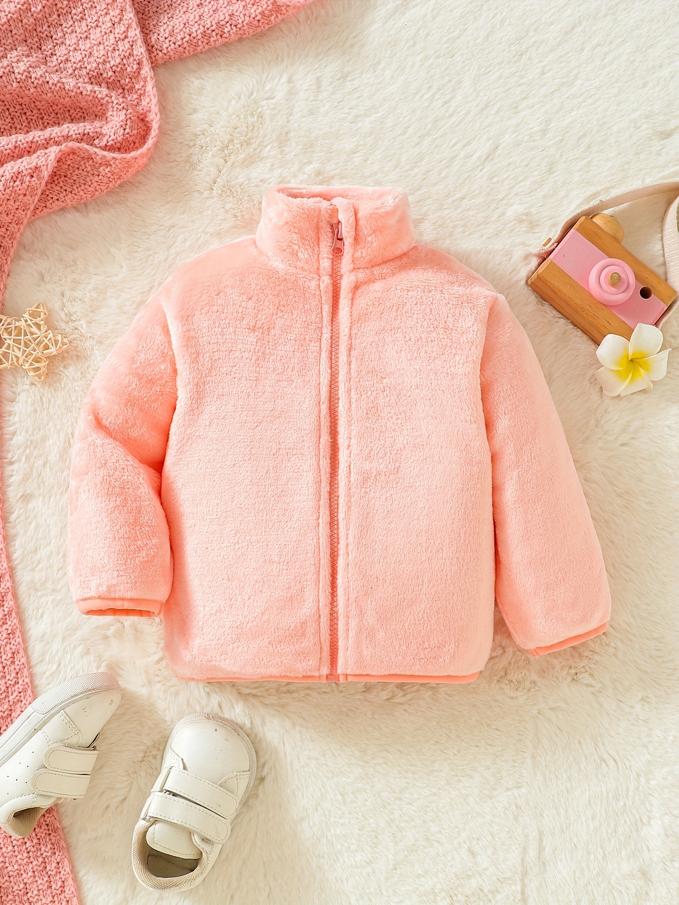 Baby Clothing Neutral - Unisex Plush Zipper Jacket for Babies